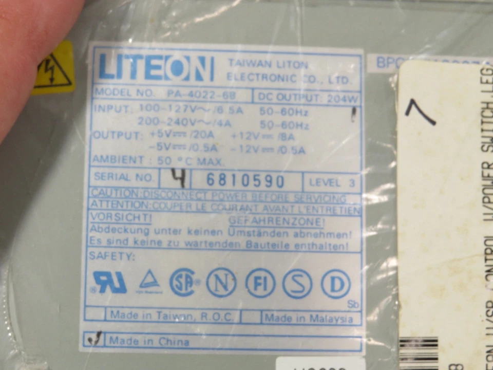 Packard Bell 190077 204 Watt AT Desktop Computer Power Supply  Liteon PA-4022-6b - Image 2 of 4