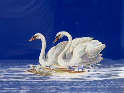 Tablett Jugendstil Zeit 1910 ° SERVING TRAY ° Schwan Seerose ° Serviertablett