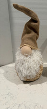One Plush Nordic Gnome Decorations W Faux Fur Beard Burlap Hat- approx 12" tall