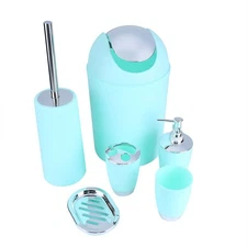 6-Piece Bathroom Accessories Set with Trash Can, Toothbrush Holder, Cup, Soap...