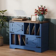 Record Player Stand Vinyl Storage Cabinet Holds 450 Albums Barn Doors