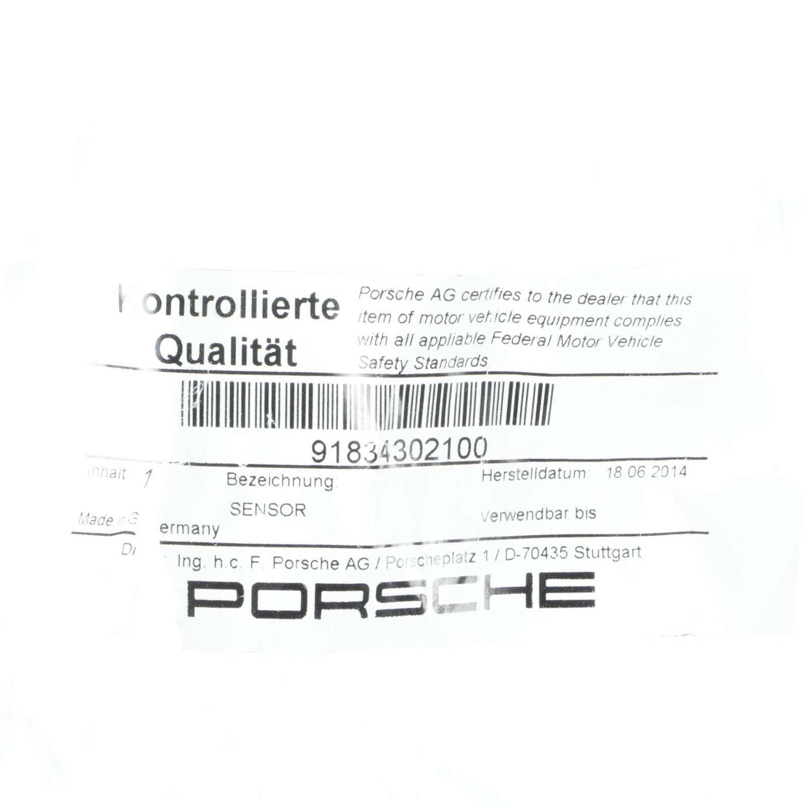 Porsche 918 Spyder Left Ride height sensor