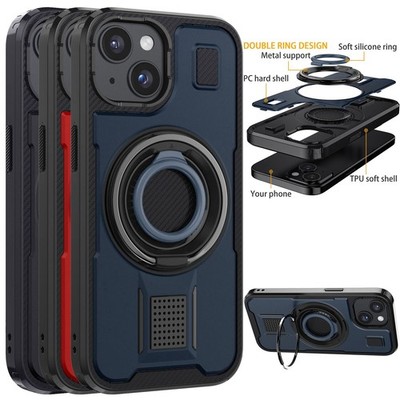 For Apple iPhone 13 Pro Max Ring Kickstand Rubber Rugged Hybrid Slim Case Cover