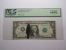 $1 1977 Large Ink Smear on Face Error Federal Reserve Bank Note Bill NEW64PPQ