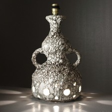 Grand pied de lampe céramique fat lava design brutaliste double éclairage 1970s