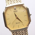 Vintage [Exc+5]SEIKO Dolce 7731-5000 29mm Gold 1P Diamond Men's Quartz Watch