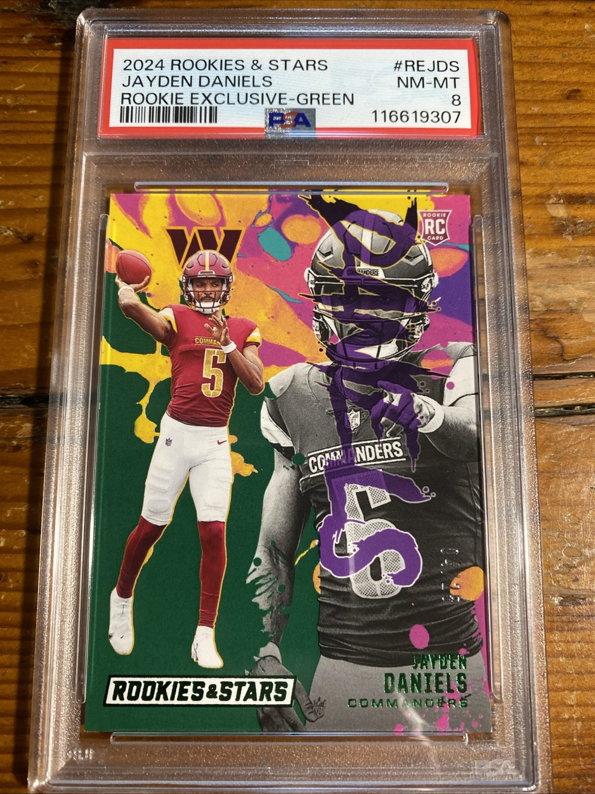 Jayden Daniels Panini Rookies & Stars Rookie Exclusive #REJDS Green