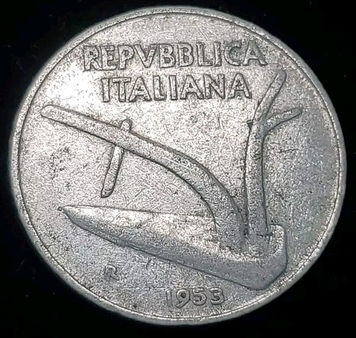 Exotic And Rare Estate Find 1953 Or 1956 R Italy 10 lire, post-War coinage KM-93 - Picture 2 of 6