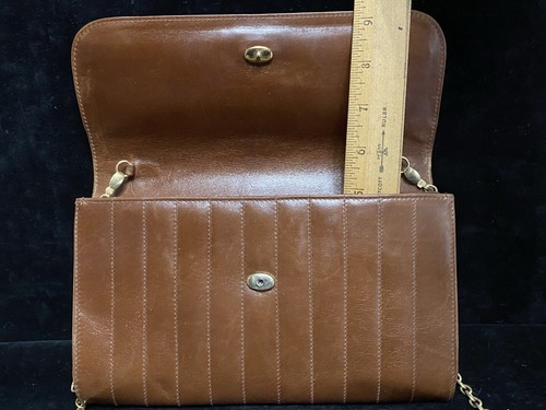 Vintage Salvatore Ferragamo Clutch bag Brown Authentic Used Quilted Chain P1 - Picture 9 of 24