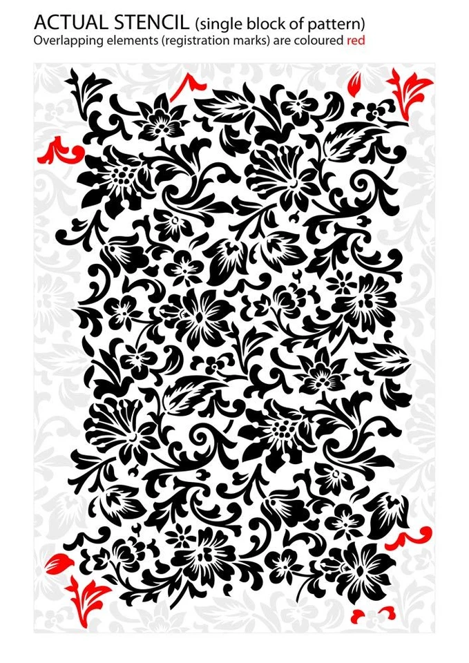 Shabby Chic STENCIL: Italian Floral Decor Pattern (DIY Furniture Print) #061 - Image 3 of 4