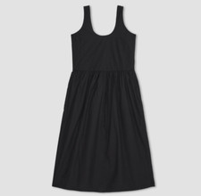 NWT Everlane The Poplin Summer Midi Dress Black 100% Cotton Sz S