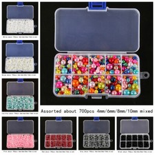 UK STOCK 700pcs Black Loose Beads 4-10mm Faux Pearl Mini for DIY Jewellery Gift