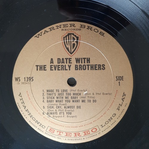 1960 A Date With The Everly Brothers Vinyl Record 12" LP 33 RPM WS 1395 - Picture 7 of 7