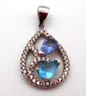 Sterling Silver Pendant 1" Birth Mother Stone Aquamarine Amethyst 1.9g Drop 925 — photo 9
