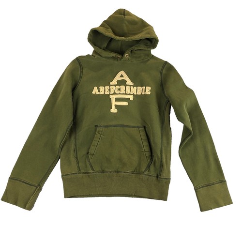 GREENY 00s ABERCROMBIE AND FITCH フーディ Y2K VTG Abercrombie & Fitch Hoodie Green Blue Logo Cotton Fleece