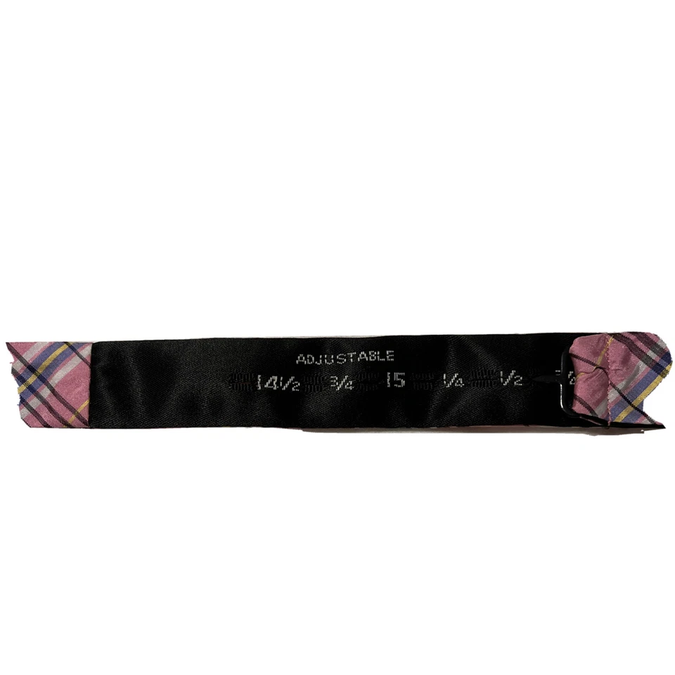 Галстук-бабочка 100% шелк розовый синий клетчатый графиня Мара ручной работы мужской регулируемый - Изображение 4 из 4