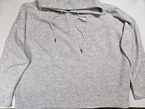 Daisy Fuentes Womens Hoodie 3XL Grey Cropped Hooded Ribbed Sweatshirt Winter NEW - Picture 5 of 8