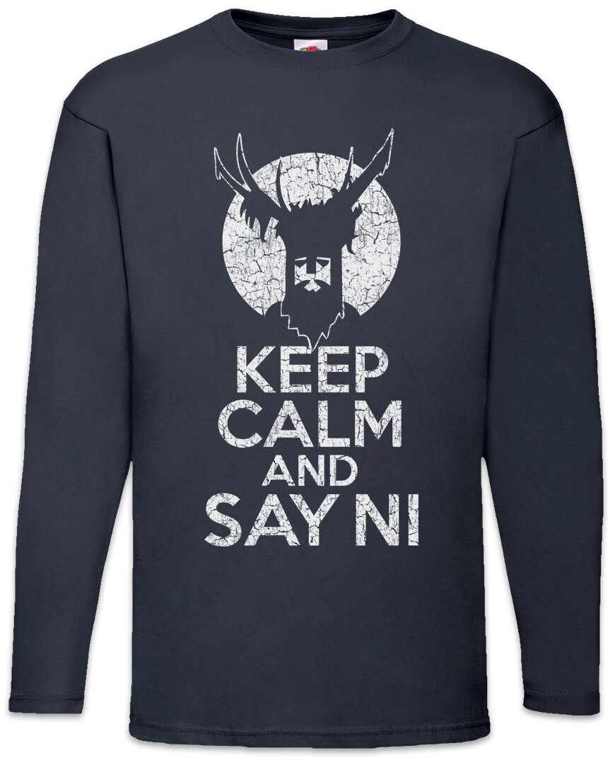 ALTRA T shirt manica lunga uomo Keep Calm And Say Ni Monty Fun Python holy Knights graal