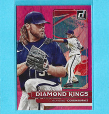 2022 Donruss Holo Pink Milwaukee Brewers Baseball Card #21 Corbin Burnes DK