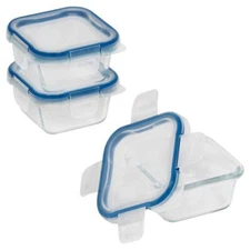 Glass Food Storage Containers 1 Cup Airtight Leakproof BPA-Free Square 3 Pack
