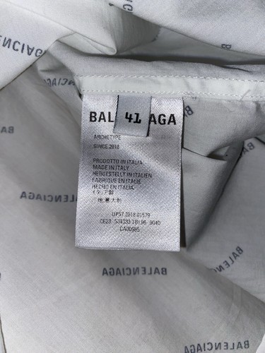 Balenciaga All Over Logo Long Sleeve Button Up Shirt Size 41 (Large) White EUC - Picture 5 of 5