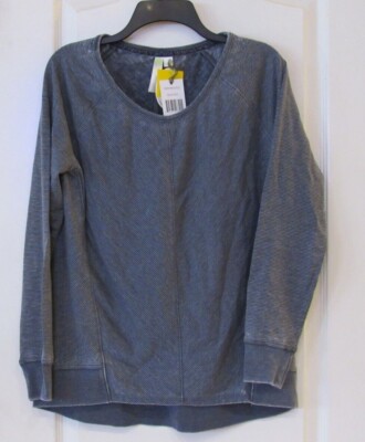 Green Tea Stripe Lightweight Top Long Sleeve Warm Indigo Womens Sz