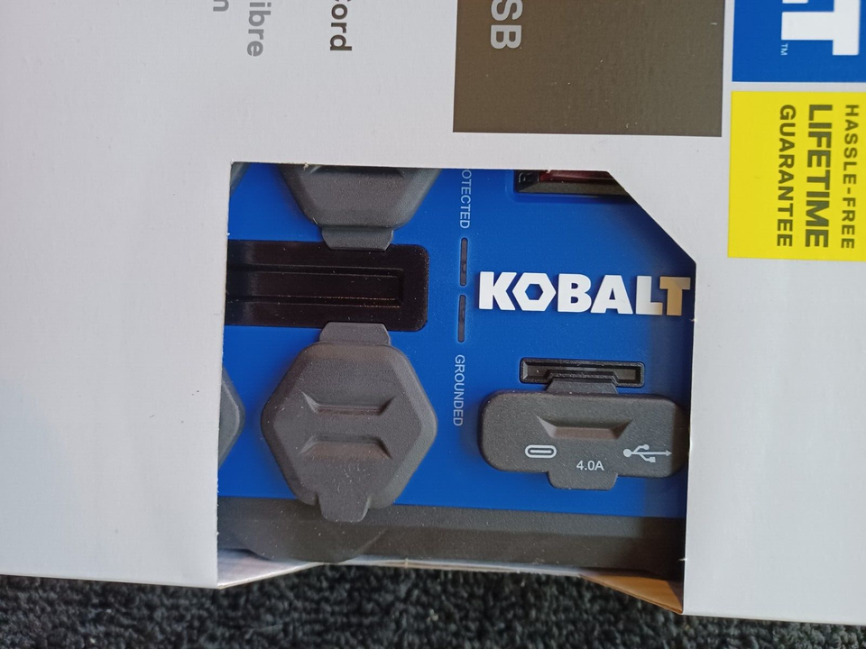 Kobalt 10Outlet 2USB Ports Blue Power Strip Surge Protector Brand New