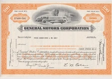 General Motors Corporation Stock Certificate Orange