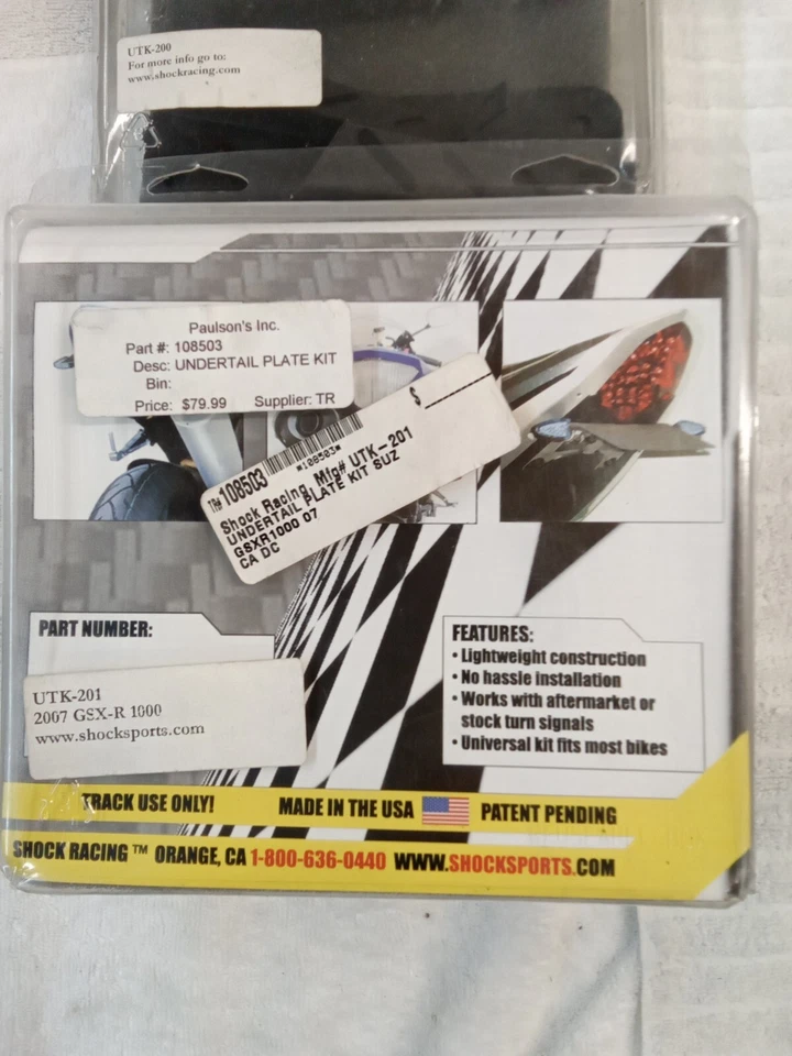 Kit de placa de guardabarros Shock Racing GSXR1000 Foto 3 de 3