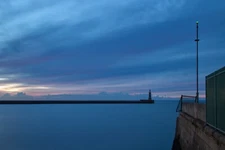 Roker pier & lighthouse, Sunderland, UK..  30" x 20" CANVAS - SEASCAPE BLUE HOUR