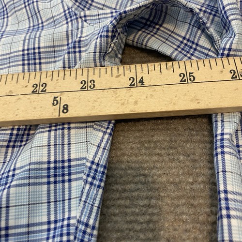 Peter Millar Shirt Mens Large Crown Logo Stretch Cotton Performance Blue Plaid - Picture 8 of 11