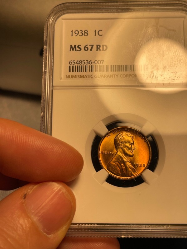 (#101471) Lincoln Cent: 1938  NGC MS 67 RD (see video)