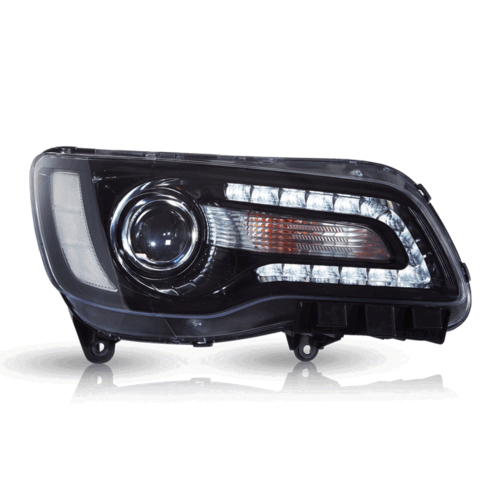 VLAND For 2011+ Chrysler 300 Blk LED Projector Headlights Driver+Passenger Side - Picture 2 of 13