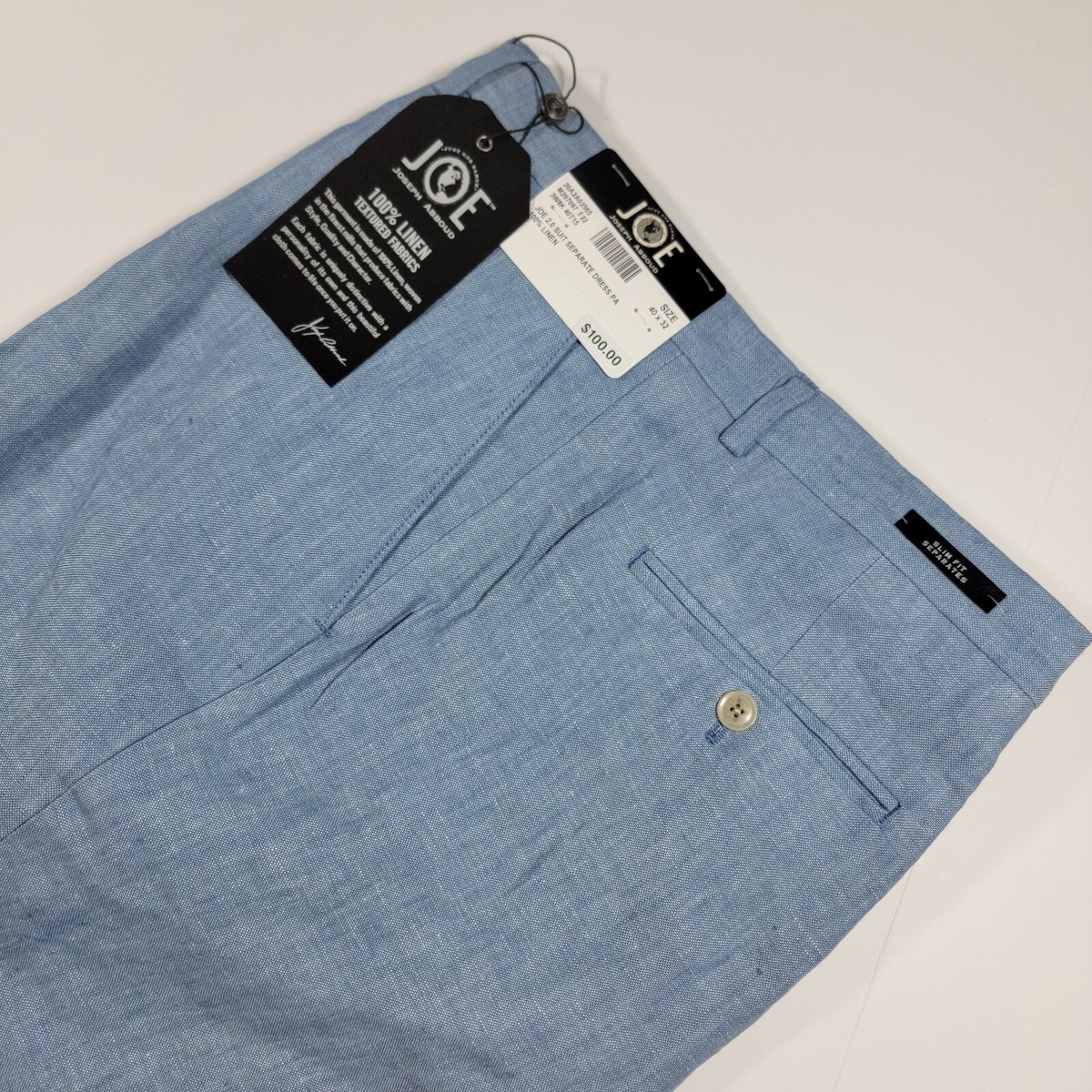 Joseph Abboud Men's LINEN Trouser Pants Slim Fit Size 40x32 LIGHT