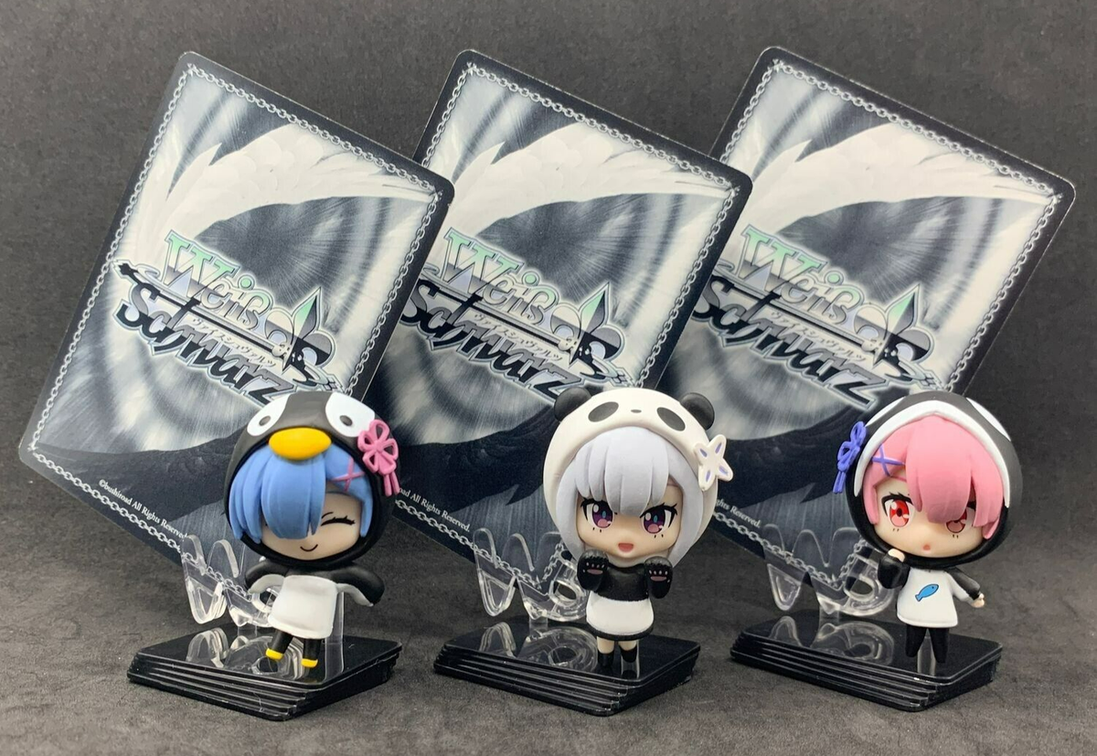 Re:Zero x Weiss Schwarz EMILIA REM RAM Panda Penguin Card Stand
