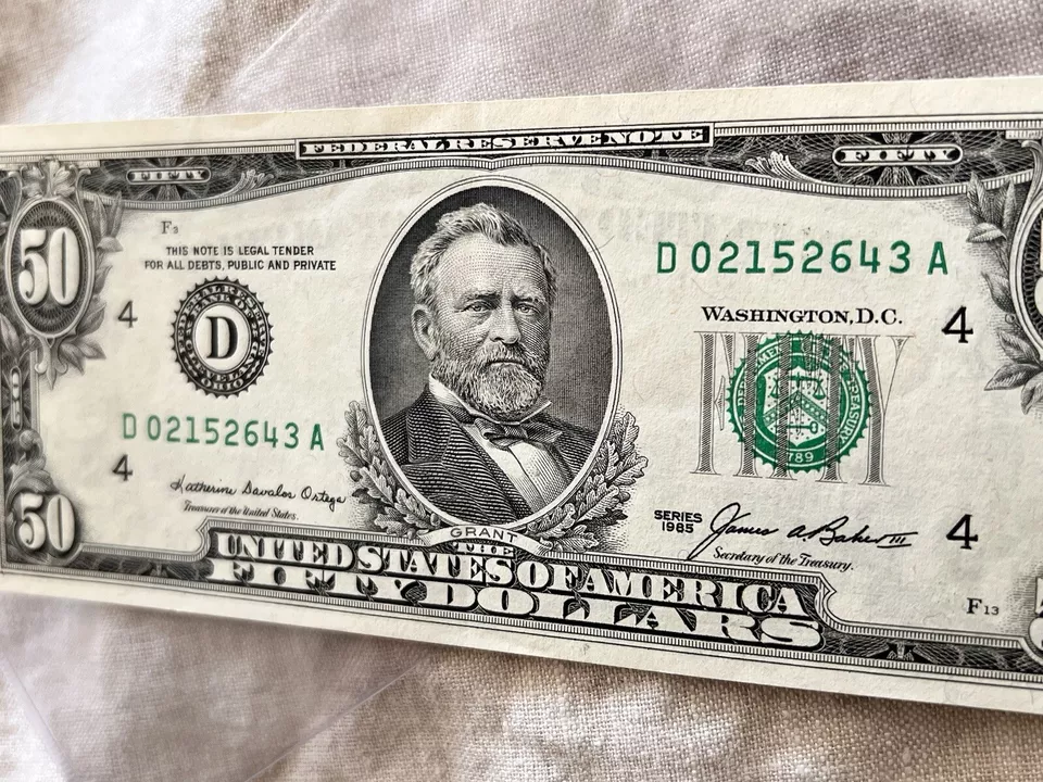 Fancy, Uncirculated, Rare & Multiple Errors-1985 $50 w/ Ladder Serial-D02152643A - Image 4 of 4