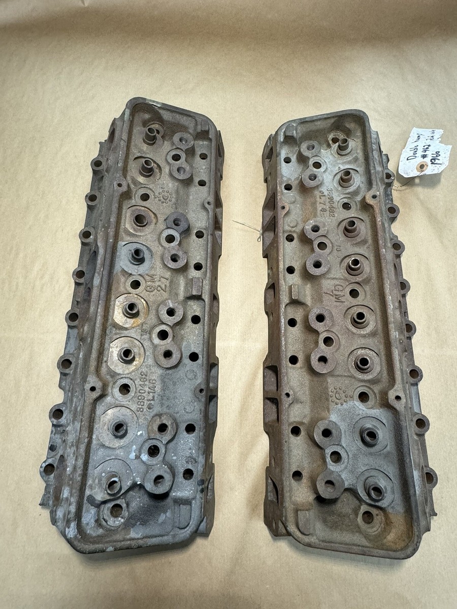 1966 Chevy GM Double Hump Heads SBC 202 Valves Small Block