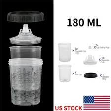 180ml Disposable Paint Spray Gun Cup Liners and Lids Set 6 Ounce Car Auto Supply