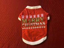 New Super Cute Dog Cat Pet Clothes/Apparel Red Merry Christmas Shirt Size M