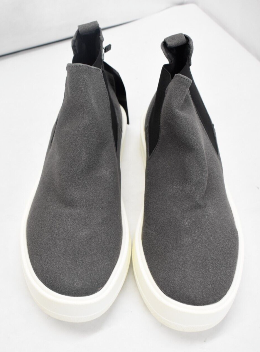 Boohooman Faux Suede Chunky Chelsea Boots Gray Ankle Boots  display picture 1