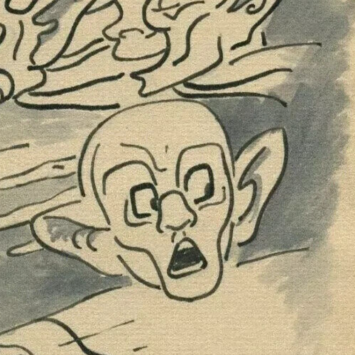 Vintage inchiostro originale disegno ritratto, volti, figure caricatura opere... - Foto 4 di 8