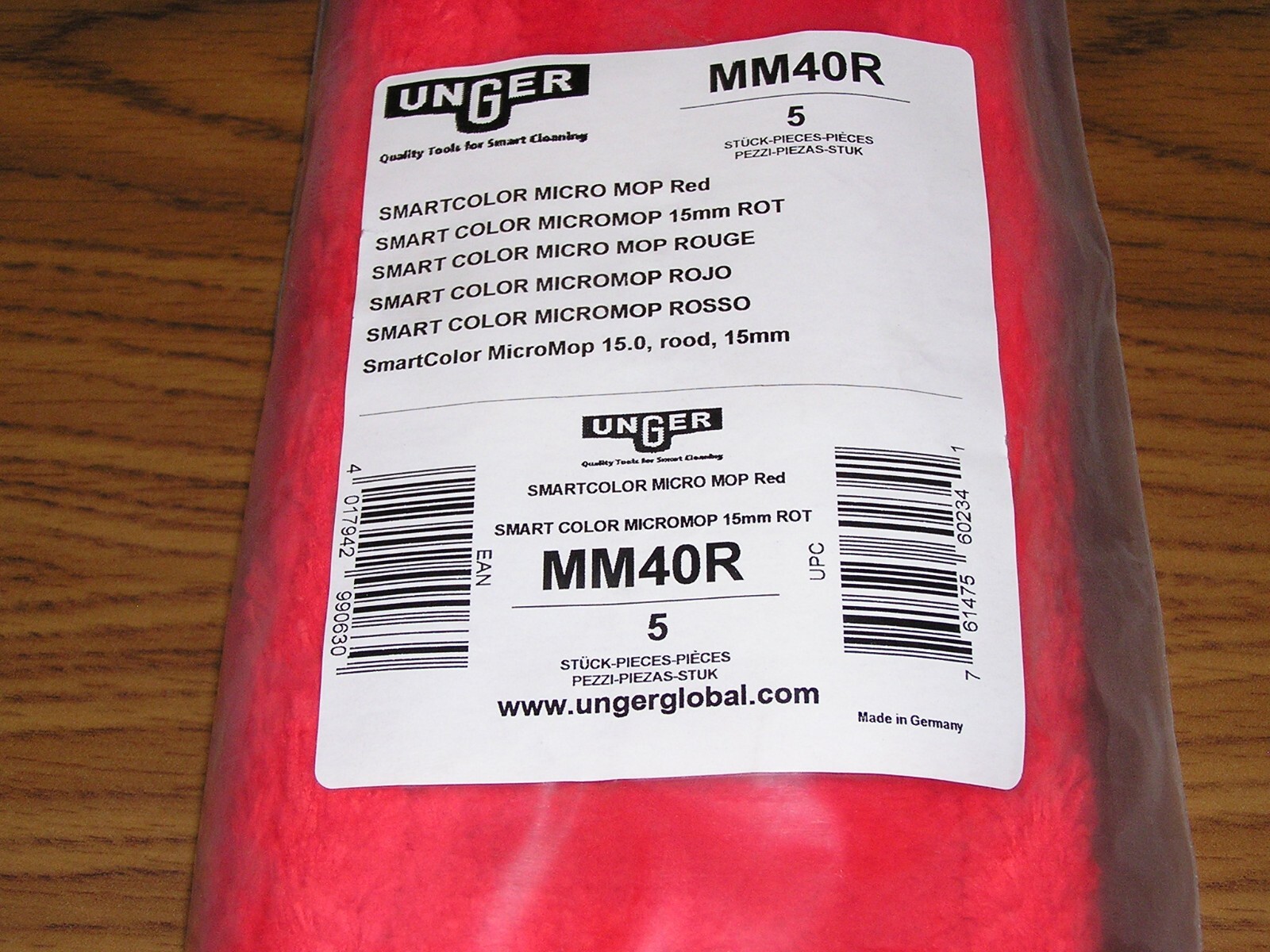 Unger Mop Head, Microfiber, Heavy-Duty, 16 x 5, Red  SMARTMOP MM40R 76147561308