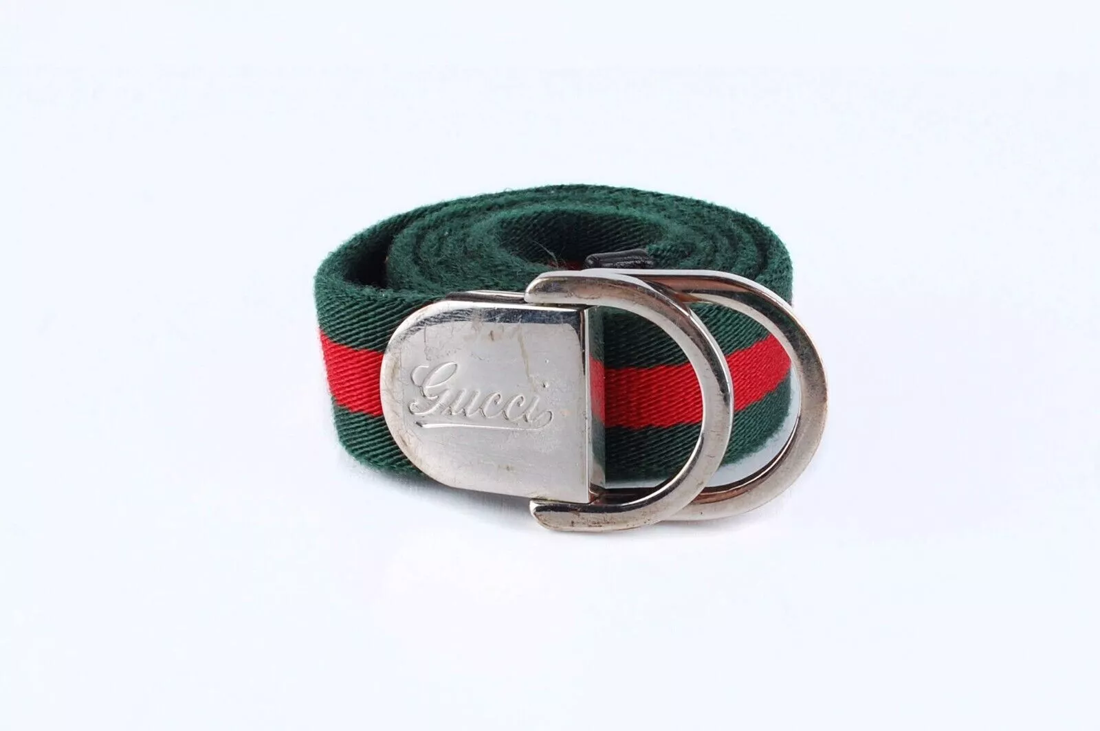 Ceinture Web originale Gucci pour enfants tissu rouge vert taille M H0610