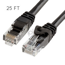 25FT CAT6 Cable Ethernet Lan Network CAT 6 RJ45 Patch Cord Internet Black NEW