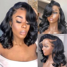 UWLK Bob Wig Human Hair 13x6 Lace Front Wig 200 Density Pre Plucked Body Wave