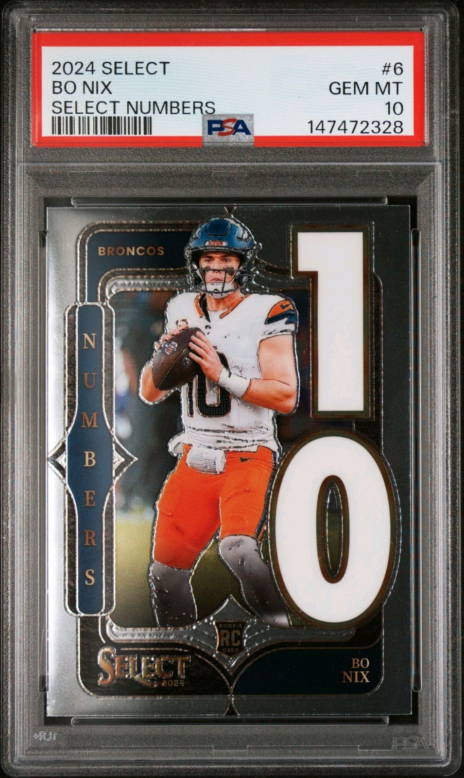 Bo Nix Panini Select Numbers #6 Base