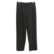 Vtg 90s Carlisle Dark Olive Wool Blend Pleated High Waist Pants Sz 10 F1 Office