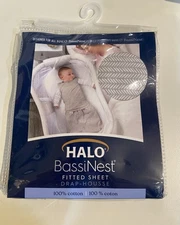 HALO BassiNest Fitted Sheet 100% Cotton Bassinet Sheet Breathable 30” x 16" Gray