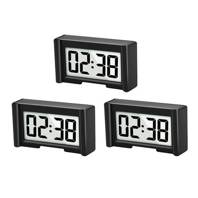 3PCS Small Adhesive Digital Clock Mini Stick On Home Office Battery LCD Screen