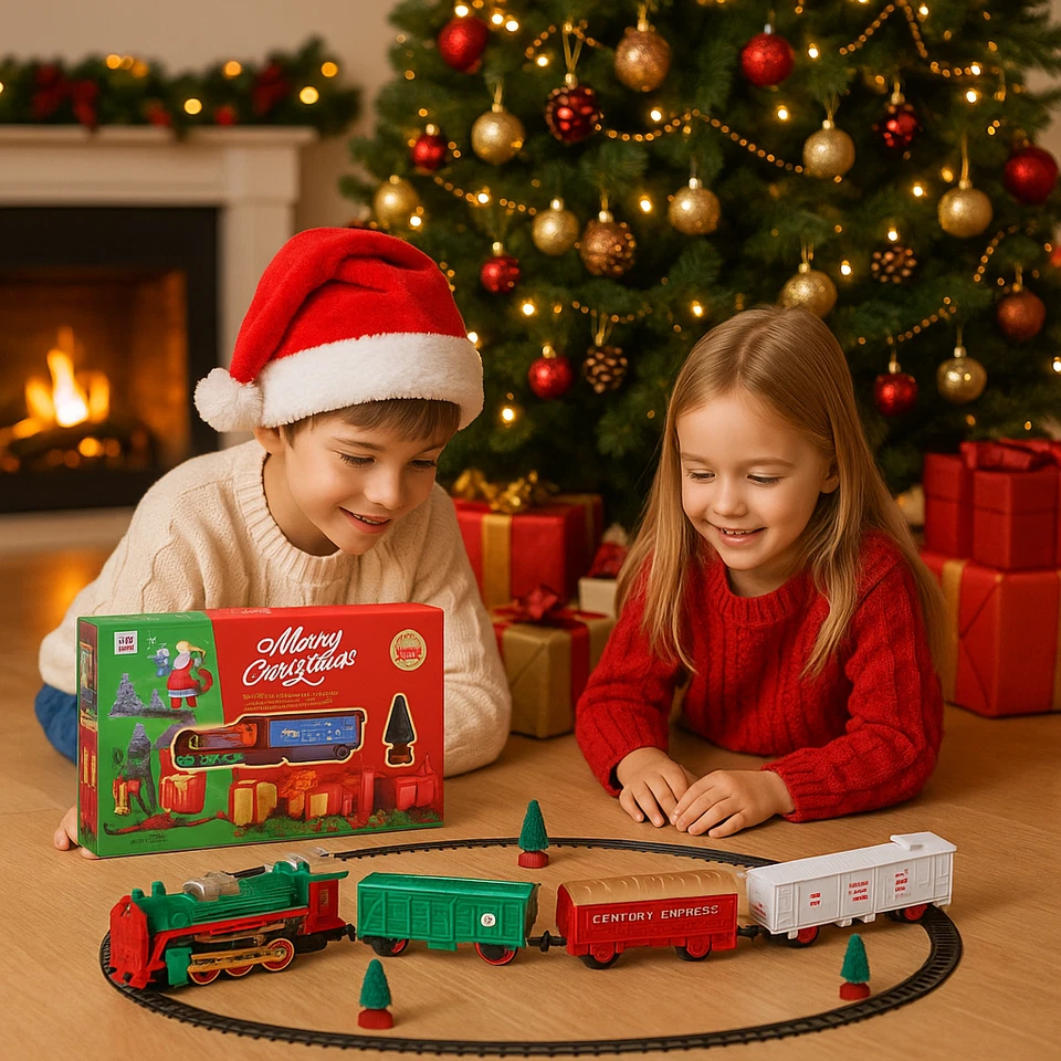 LARGE CHRISTMAS TRAIN SET HOLIDAY FESTIVE TOYS TRACK TREE TOY GIFT XMAS GIFT - Image 2 of 4